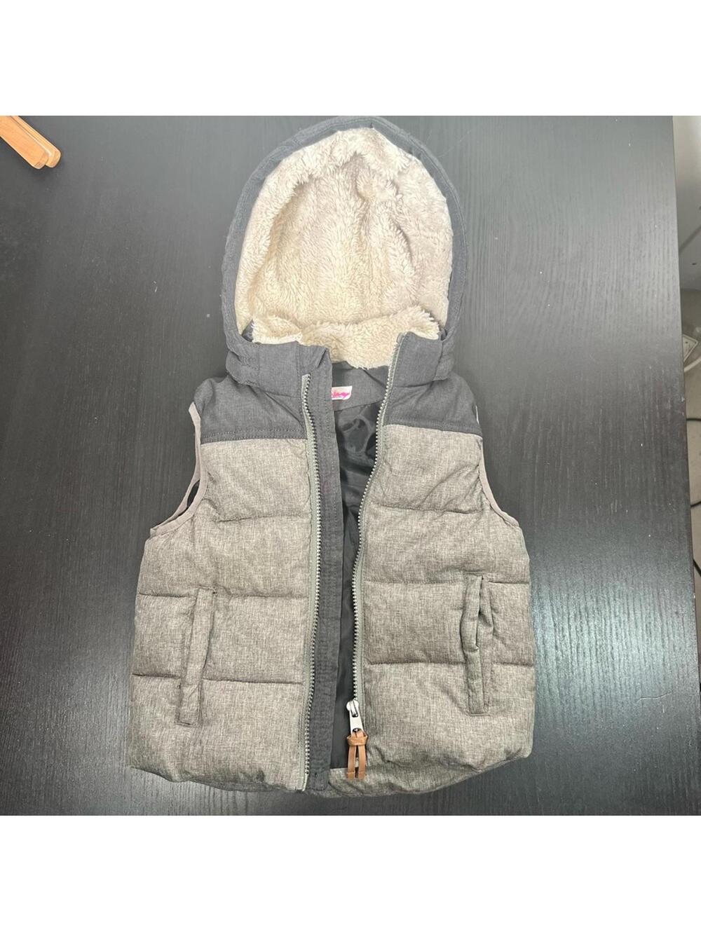 H&M Gray Quilted Vest with Warm Hood